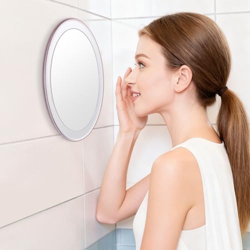 SANTOO Large 8 Inch Round Magnifying Mirror with 3 Suction Cups for Easy Mounting (5X Magnification) - Perfect for Detailed Grooming and Travel - color: 5x