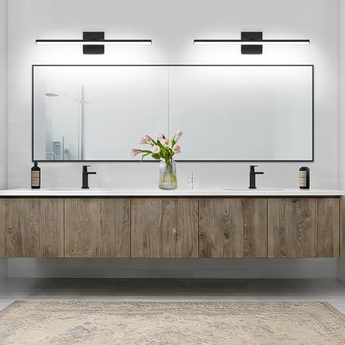 LED Bathroom Vanity Light, Modern Bathroom Light Fixture Over Mirror (Cool White 6000K), Vanity Light Bar with Angle Adjustable, 24 Inch, Black - color: Black-Cool White, size: 24 inch