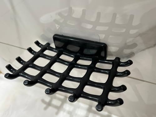 2-Pack Adhesive Soap Holder, No Drill Wall Mounted Self Draining Soap Dish for Shower Bathroom Kitchen(Black) - color: Black
