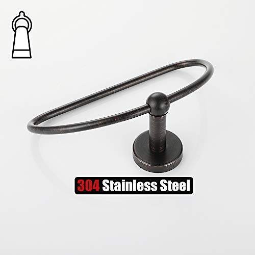 JQK Towel Ring Oil Rubbed Bronze, Stainless Steel Half Ring Towel Holder for Bathroom, 7 Inch ORB Wall Mount, TR160-ORB - color: Oil Rubbed Bronze