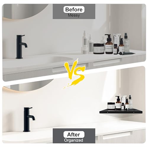 Bathroom Corner Shelf 11" Slot Design Recessed Shower Shelves for Tiled Wall, 304 Stainless Steel Corner Shelves for Bathroom Organizer No Drilling, Matte Black 1 Pack