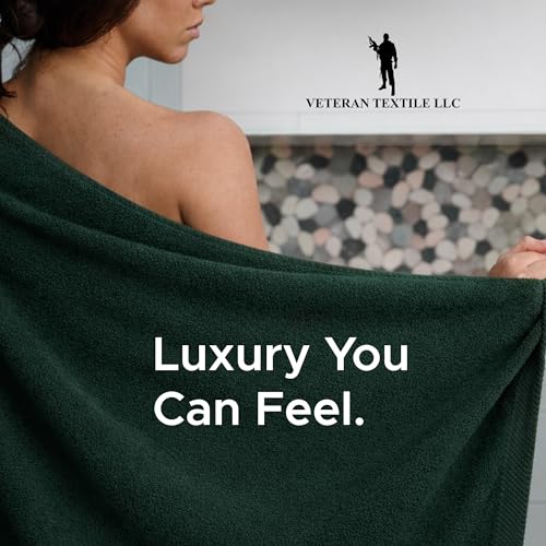 Veteran Textile LLC, Luxury Hotel & Spa, Turkish Cotton Dark Green Towels Bathroom Sets | 6 Pieces Fairfield Green Bath Towels | Soft and Absorbent Green Towel Set for Your Bathroom - color: Fairfield Green