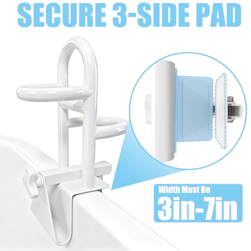 Adjustable Bathtub Safety Rail & Shower Grab Bar for Elderly | No-Drill Shower Handle Grab Bar, Secure Locking Tub Clamp Fits 3 to 7 Inch Tub Walls, Supports 330 lbs