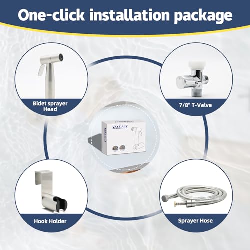 Vayzluiy Handheld Toilet Bidet Sprayer for Toilet-Adjustable Water Pressure Control with Bidet Hose for Feminine Wash, Stainless Steel Brushed Nickel Cloth Diaper for Baby Wash (Stainless Steel, 1) - style: Stainless Steel