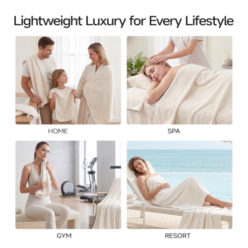 ecolook Microfiber Towel Set of 6, Beige | Ultra-Soft & Oversized, Absorbent & Quick-Drying | 2 Bath Sheets, 2 Hand Towels & 2 Washcloths - color: Beige