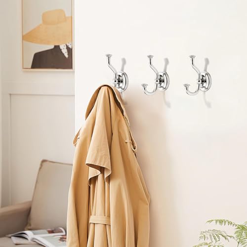 1 Pack 4-1/2 Inch Zinc Alloy Polished Nickel Towel Hooks | Solid Metal | Wall Mount | Robe Hooks | Coat Hooks | For Bathroom, Shower, Bedroom, Entryway | Bathroom Hardware Accessories - color: Polished Nickel