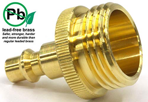 Winterize Blow Out Adapter for RV, Boat, Motorhome, Camper, and Travel Trailer: Air Compressor Quick-connect Plug to Male Garden Hose Faucet Fitting (Solid Lead-Free Brass)