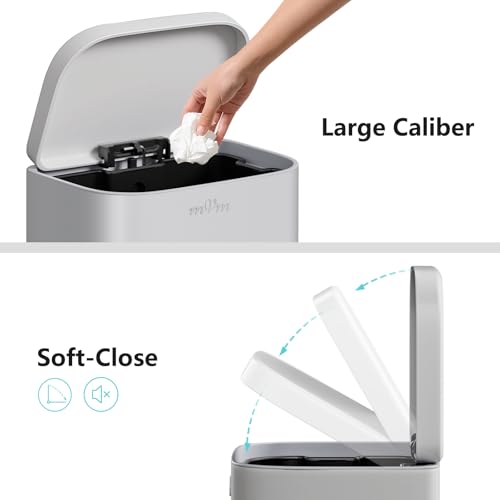 mVm 10.6 Gal Kitchen Trash Can, Tall Step Trash Can with Lid, Smooth Edge Garbage Bin for Home Office (Cement) - color: Cement, size: 10.6Gal