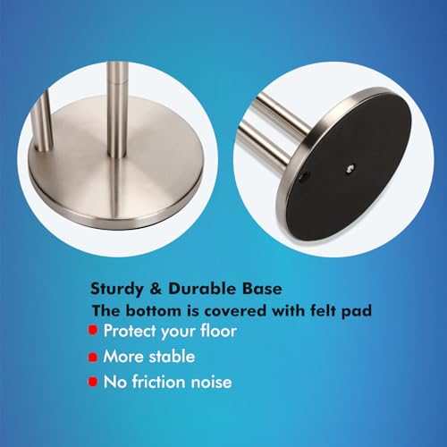 Noonext Toilet Paper Holder with Shelf, Freestanding Toilet Paper Stand with Tray for Small Items, Toilet Paper Holder Freestanding, Storage Space for 4 Extra Toilet Paper Rolls (Brushed Nickel) - color: Brushed Nickel