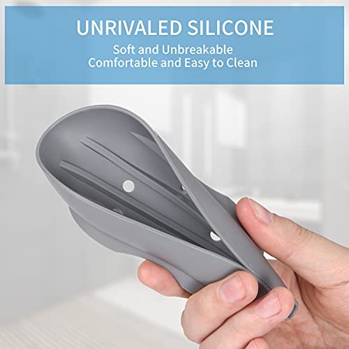 Bathroom Soap Dishes Dish Holder Stand Saver Tray Case for Shower-Silicone Rubber Drainer Dishes for Bar Soap Sponge Scrubber Bathroom Kitchen Sink-Dishwasher Safe-Drains Water,Extends Soap Life