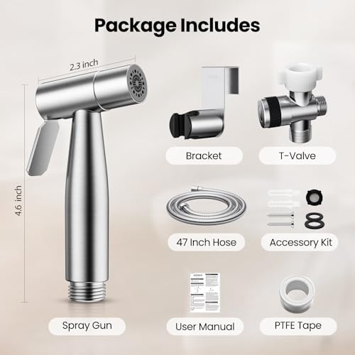JOMOO Bidet Sprayer for Toilet, 304 Stainless Steel Handheld Bidet Sprayer for Toilet with 47" Bidet Hose, Adjustable Water Pressure Jet Spray for Toilet & Shattaf for Personal Hygiene, Cloth Diaper