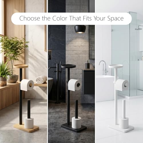 Toilet Paper Holders Free Standing, Holds up to 7 Rolls Toilet Paper Stand with Storage, Bathroom Toilet Paper Organizer with Top Shelf for Small Items, 1-Min Rotating-Lock Assembly, Light,L - color: Light