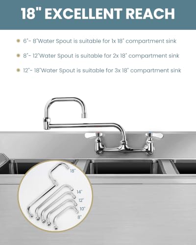 Commercial Faucet Swivel Spout Replacement: iVIGA 18“ Add-on Swing Nozzle - Chrome Polished Spout Replacement For Commercial Kitchen Sink Faucet - 1.8gpm/ 2.2gpm Aerator - G3/4 Internal Thread - size: 18 Inch