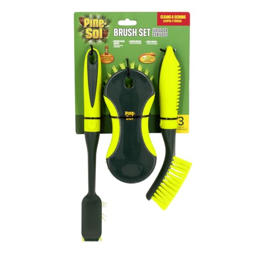 Pine-Sol Scrub Brush Set - Long Handle Cleaning Brushes with Heavy Duty Bristles and Comfort Grip - Scrubbers for Kitchen, Household, and Dishwashing, 3 Pieces - size: 3 Piece Set