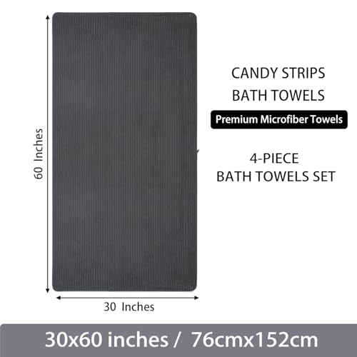 4 Piece Bath Towels, 30"x60" Microfiber Towels Set, Charcoal Gray | Large Bathroom Towels, Soft Touch, Highly Absorbent, Quick Dry, Lint Free, Long-Lasting, Family Use, Guest Bath & Daily Use - color: Charcoal Gray, size: 30x60 Bath Towels of 4