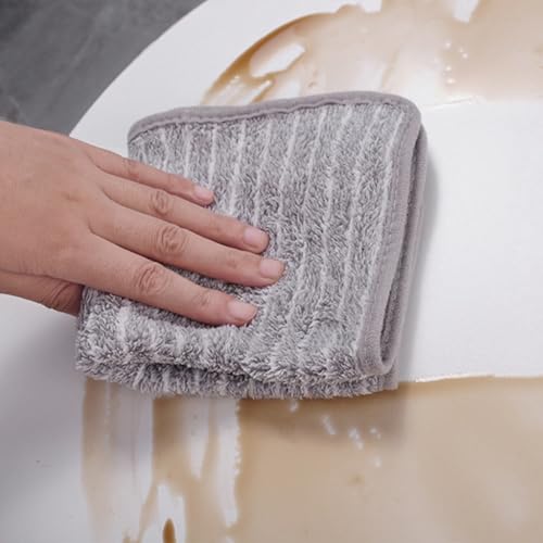 Microfiber Cleaning Cloth 4Pcs Hangable Cleaning Towels Super Absorbent Hand Dry Towels Square Dish Rags for Bathroom Household Kitchen Window Sports Grey 9.84x9.84 Inch - style: 4Pcs Grey