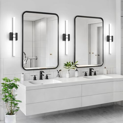 Modern Black Vanity Light Bar 24 Inch, 16W 5CCT Dimmable Bathroom Light Fixtures LED Wall Lighting Fixture - color: Black, size: 24 inch