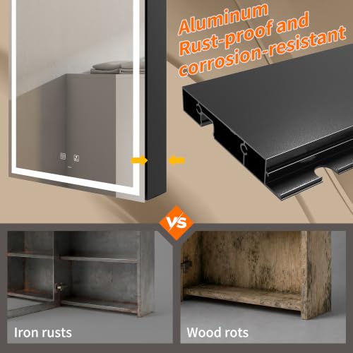 20x28 Inch Left Hinge Aluminum LED Bathroom Medicine Cabinet with Mirror | Light Adjustment, Anti-Fog, Sockets&USBs, High Capacity, Easy to Install - color: Left Hinge-20*28
