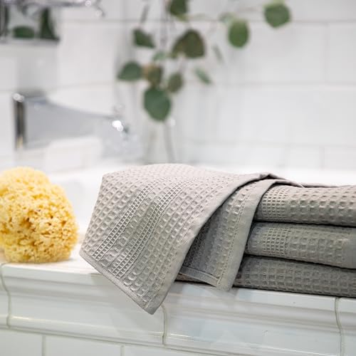 GILDEN TREE Waffle Bath Sheet Large Bath Towels Quick Dry Thin Body Towels, 40x80 Oversized Bath Towels for Adults, 2 Pack Bath Sheet Set, Classic Style (Pewter) - color: Pewter, size: Bath Sheet (2 Pack)