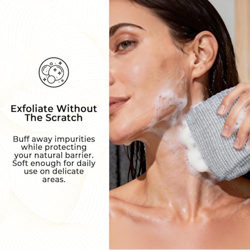 3D Wave Weave Japanese Exfoliating Washcloth, Intense Exfoliating Back Scrubber for Shower, Extra-Rough Body Scrub Towel, Korean Style, Volcano (Extra-Hard) - color: Gray