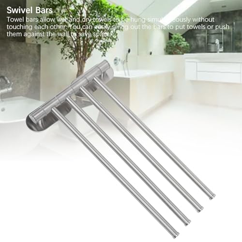 Swivel Towel Rack,Bath Towel Holder Swing Out 304 Stainless Steel 2 Or 4 Bar Folding Arm Bathroom Handtowel Rack Hanger for Kitchen (4 Arm) - color: 4 Arm