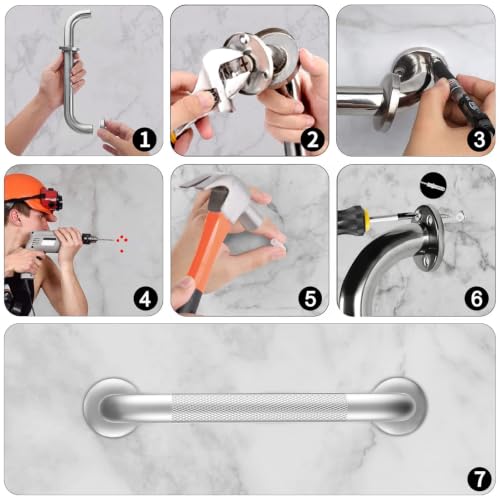 Grab Bars for Shower, 2 Pack 16 in Anti Slip Safety Bath Handle for Senior | Stainless Steel Shower Grab Bars, Handicap Elderly Bathtub and Toilet Bathroom Assist,Safety Grab Bars with Concealed Screws - size: 16 Inch