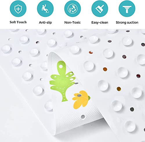 Bath Mat for Tub for Kids Dinosaur Non Slip Bathtub Mat for Baby Toddler 40X16 Inch Long Anti Skid Bathroom Shower Mat with Suction Cups & Drain Holes - color: Dinosaursmats