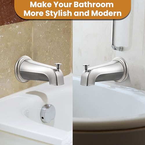 Dreyoo Tub Spout, Tub Faucet for Bathtub (Brushed Nickel,Simple) | Bathroom Bathtub Faucet with Adapters, Hex Wrench, Universal Faucet for Bathtub Fits 1/2" Copper Pipe, 1/2" IPS and 3/8" IPS - color: Brushed Nickel, style: Simple