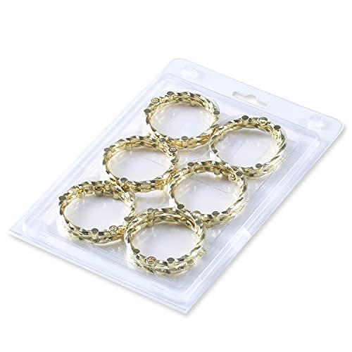 CHICTIE Gold Shower Curtain Rings, Brass Rustproof Decorative Shower Hooks for Bathroom Shower Curtain Rods, Set of 12 Premium Metal Shower Rings Hangers HK5# Circle Ring Design