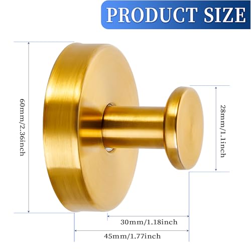 Suction Cup Hooks No Drill Stainless Steel Shower Hooks Towel Hook Heavy Duty on Smooth and Non-Porous Surfaces in Bathrooms Kitchen Bedroom (2, Brushed Gold) - color: Brushed Gold