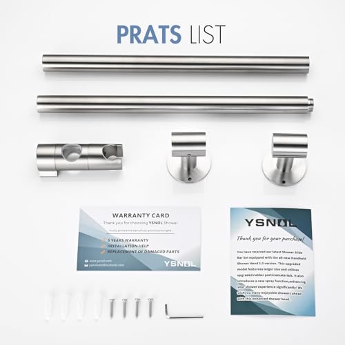 Shower Slide Bar 30-Inch with Adjustable Handheld Shower Head Holder for Bathroom Drill-free Mounted SUS 304 Stainless Steel (Brushed Nickel)