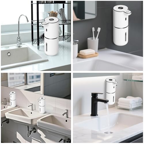 OHIFAST Automatic Liquid Soap Dispenser Touchless, USB Rechargeable Smart Hand Soap Dispenser, 6-Level Adjustable, 12.8oz/380mL Wall Mounted for Bathroom Kitchen Accessories Dish Soap-White - color: White, style: Liquid