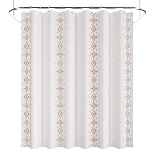 AmazerBath Boho Shower Curtain, Boho Cloth Shower Curtain with 12 Hooks, Hotel Quality Washable Rustic Farmhouse Polyester Fabric Bathroom Shower Curtain Set, 72x72 Inches - color: D- Boho Haven+12 Metal Hooks, size: 72"W x 72"L (Pack of 1)