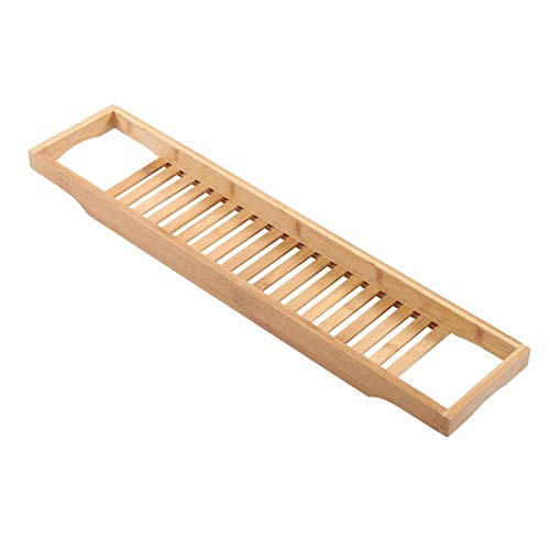 Premium Bamboo Bathtub Tray Caddy - Wood Bath Tray Expandable with Book, Wine Holder Idea for Loved Ones