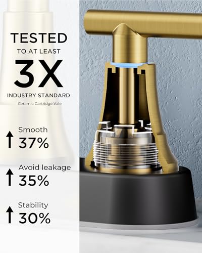 FORIOUS Black and Gold Bathroom Faucets, 4" Gold and Black Bathroom Faucet | 4 Inch Centerset Bathroom Sink Faucet 2 or 3 Holes with Pop up Drain and cUPC Hose, Two Handles Restroom Sink Faucet Vanity - color: Black&Gold