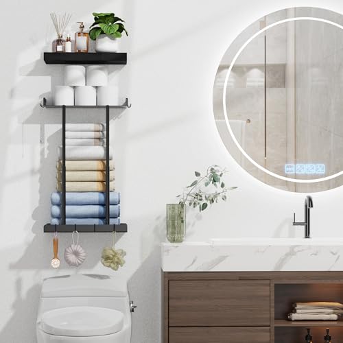 Vervida® Bathroom Towel Storage Rack, Towel Racks for Bathroom Wall Mounted Floating Shelf, Wall Towel Rack for Rolled Towels - size: 15" Towel Rack
