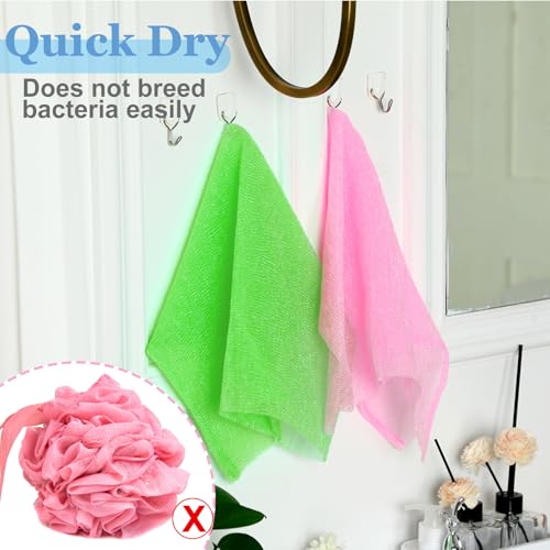 Tegeme 18 Pcs Exfoliating Washcloth Towel Japanese Nylon Bath Towel Colorful Body Scrubber Exfoliator Sponge Loofah Washcloth for Skin Shower Bath(Vibrant Colors,35.4 Inch)