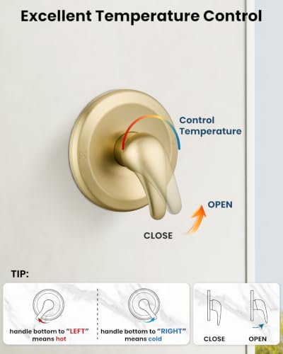gotonovo Dual Shower Head Kit with Valve 6 Mode Handheld Brushed Gold | 6 Mode ABS Rain Head 6 Mode ABS Handheld Spray 2 in 1 Bathroom Trim Kit Pressure Balance Valve Shower Head and Handle Set - color: Gold