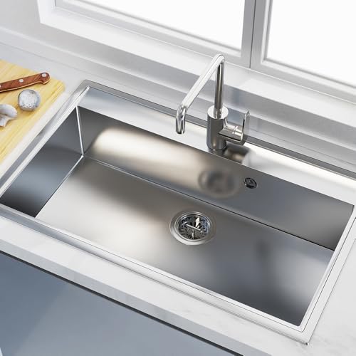 KONE Kitchen Sink Drain Sink Strainer 3-1/2 Inch Drain Assembly Kit Replacement for Universal 3.5 Inch Kitchen Sink, All Stainless Steel Body with Strainer Basket and Drain Stopper (9171,Stainless) - color: Stainless