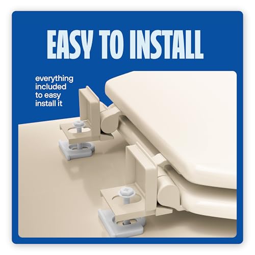 Highcraft B4TSWE Elongated Molded Wood Toilet Seat Slow Close ? Easy Remove ? Adjustable Hinge, Bone - color: Bone