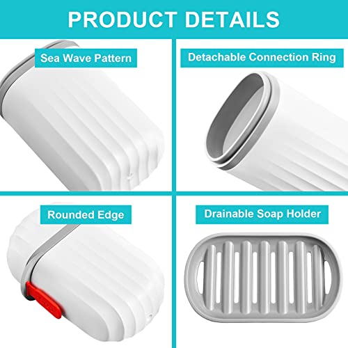 VITVITI White Toothbrush Travel Case, Portable Travel Soap Container Leakproof Dish Tray,7.88 inch Toothpaste Toothbrush Holder with Cover for Trip/Bathroom/Camping | Dish Soap, drainage, leakproof, 7.88 in, Traveling Toothpaste Tooth Brush Holder, Cover,