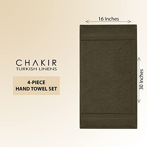 Chakir Turkish Linens 4 Piece Hand Towels, 100% Cotton Turkish Towels for Bathroom, Luxury Soft Absorbent Hand Towel Set, 16 x 30 Inches, Cocoa - color: Cocoa