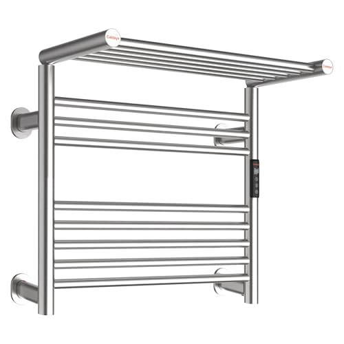 Heated Towel Rack Foldable Smart Dual-Zone APP No-Drill Brushed CA3 - color: Brushed, size: Ultra-13Bar H27.56 x W21.65