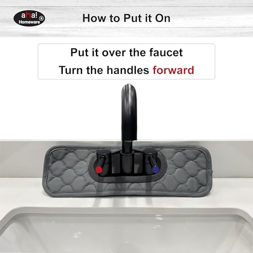 Bathroom Sink Splash Guard Oval-Hole Rectangle-Hole: AHA HOMEWARE, Faucet Mat for Bathroom Sink Oval Base, Bathroom Sink Water Splash Guard Centerset Rectangle Base (Gray & Gray) - color: Gray & Gray