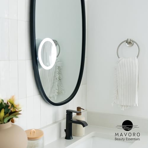 6.8" LED Magnifying Makeup Mirror,3 Suction Cups,4x AAA Batteries (5X) - color: 5x
