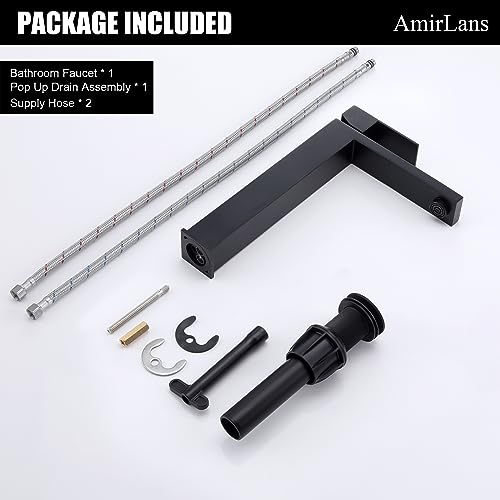 Matte Black Vessel Sink Faucet, Single Hole Tall Bathroom Faucet | Stainless Steel 1 Hole Black Matte Faucet for Bathroom Sink, Tall Vanity Faucet with Pop Up Drain - color: Matte Black, size: Tall
