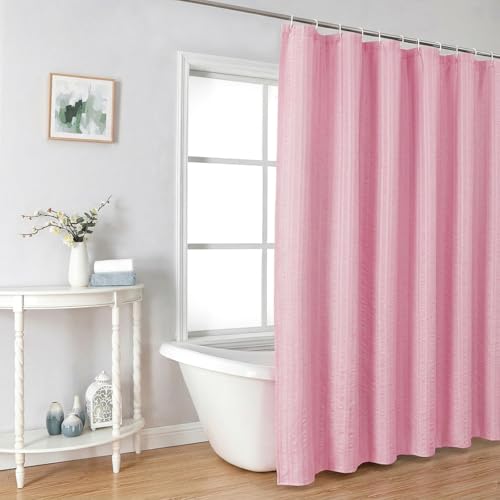 Aiyufeng Moga Bright Pink Fabric Shower Curtains for Bathroom - Hotel Spa Polyester Cloth Bath Curtain with 12 Holes, 72x72, Machine Washable, Bright Pink - color: Bright Pink, size: 72"W x 72"L (Pack of 1)