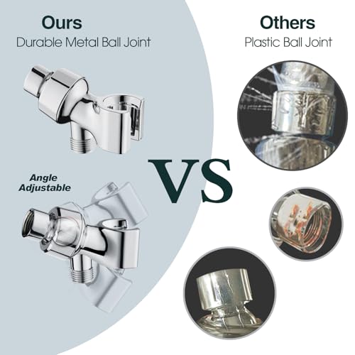 BRIGHT SHOWERS 9 Spray Settings Shower Head with Handheld High Pressure Hand Held Showerhead with 60 Inch Stainless Steel Hose and Adjustable Overhead Bracket, Chrome - color: Chrome, size: 2.5 Gallon Per Minute