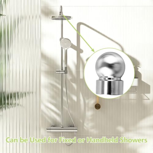 2pcs 1/2 Inch Shower Arms Ball Adapters with Gasket Washer Filters, Adjustable Pivot Ball to Adjust Showerhead Angle for Standard Swivel Heads