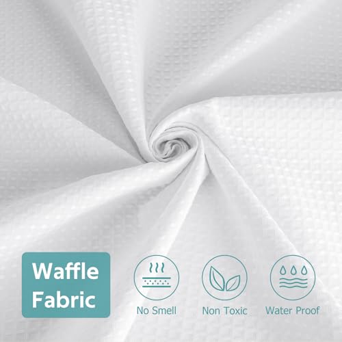 3 in 1 Shower Curtain Set, Waffle Shower Curtain and Liner Set with 6 Double Sided Shower Curtain Hooks, 258GSM Luxury Weighted Cloth Shower Curtain for Shower Stall, 36 W x 72 H, White - color: White, size: 36"W x 72"L (Pack of 1)
